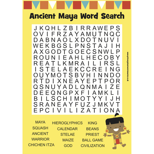 Ancient Maya - Word Search:Primary Classroom Resources