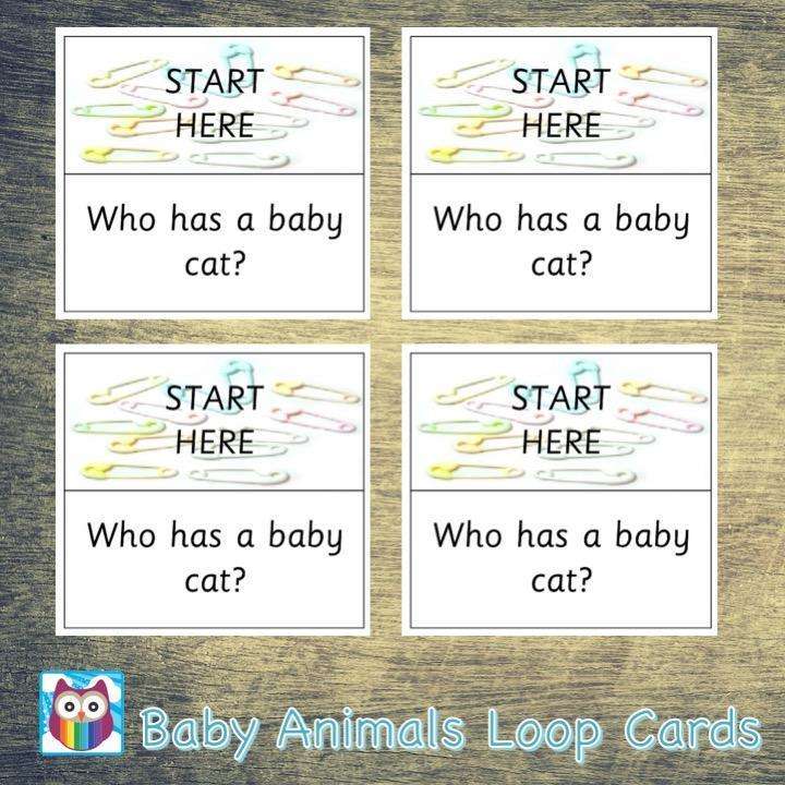 Baby Animals Loop Cards:Primary Classroom Resources,Digital download