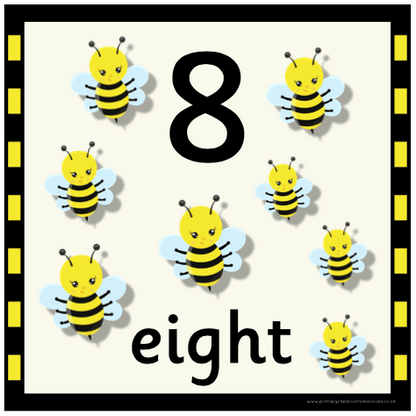 Bee Themed Number Cards:Primary Classroom Resources