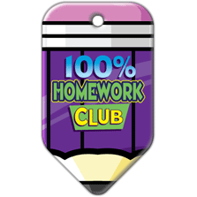 BragTag - Pencil -100% Homework Club - Pack of 10:Primary Classroom Resources