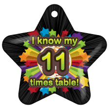 BragTag - Star - I Know My 11 Times Table - Pack of 10:Primary Classroom Resources