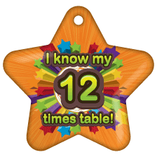 BragTag - Star - I Know My 12 Times Table - Pack of 10:Primary Classroom Resources