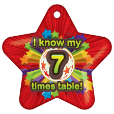 BragTag - Star - I Know My 7 Times Table - Pack of 10:Primary Classroom Resources