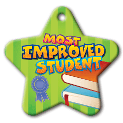 BragTag - Star - Most Improved Student - Pack of 10:Primary Classroom Resources