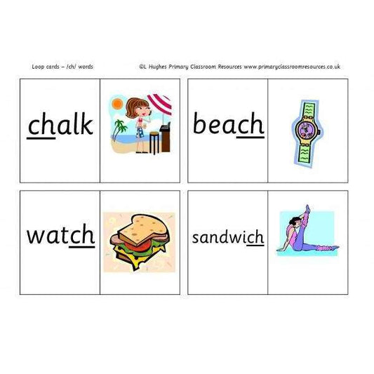 ch Word Loop Cards:Primary Classroom Resources