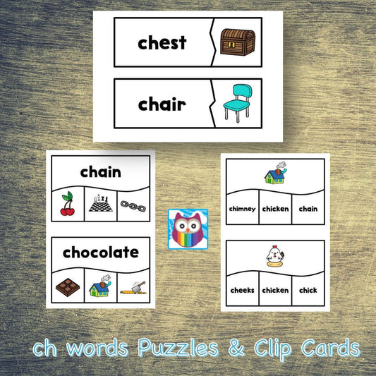 ch Words - Puzzles and Clip Cards:Primary Classroom Resources