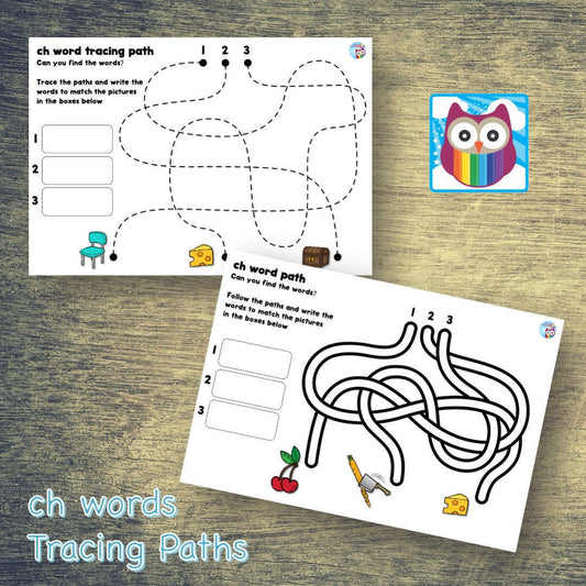 ch Words - Tracing Paths Fine Motor Activity:Primary Classroom Resources