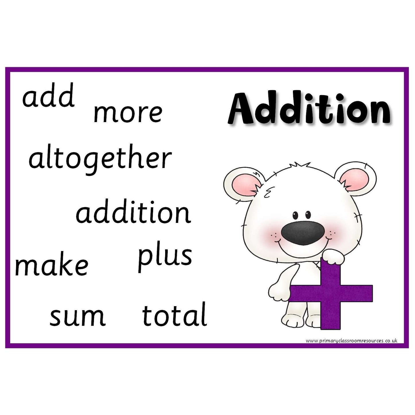 Chalky Bear Maths Operation Vocabulary Posters:Primary Classroom Resources