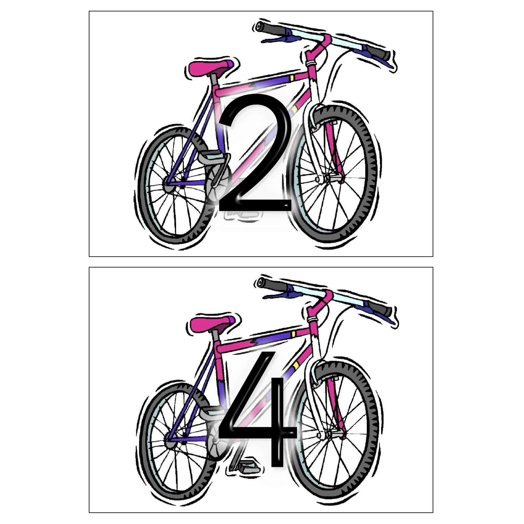 Counting in 2s - Bikes Cards:Primary Classroom Resources