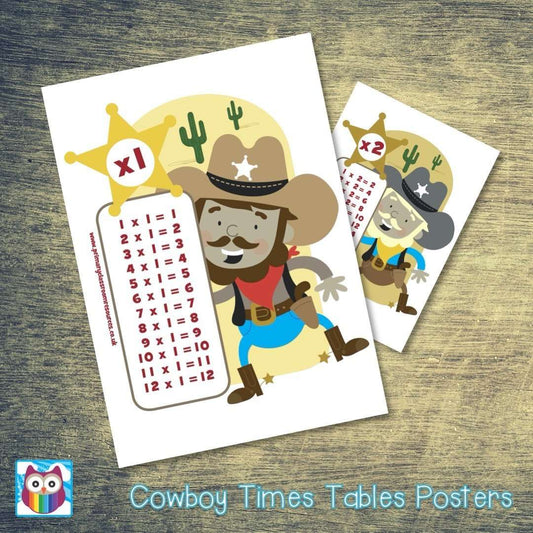 Cowboy Times Tables Posters:Primary Classroom Resources