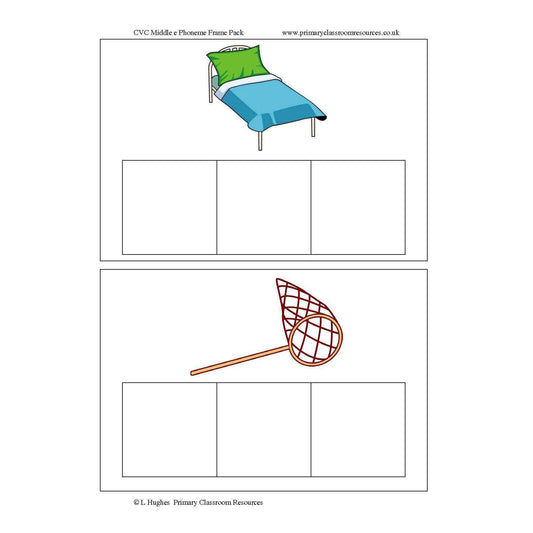 CVC Middle E Phoneme Frames:Primary Classroom Resources