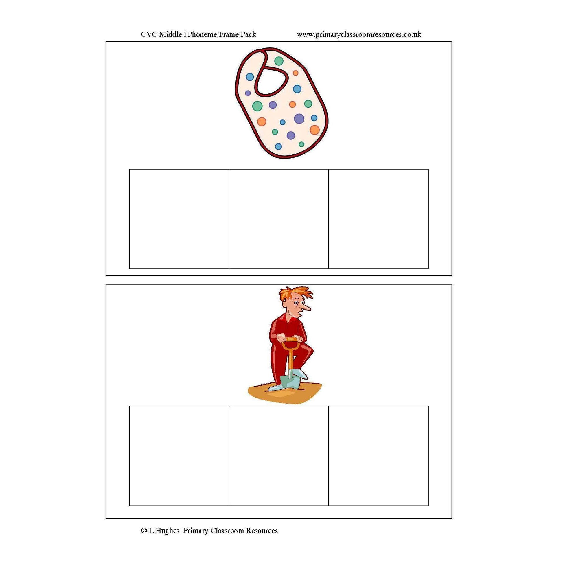 CVC Middle I Phoneme Frames:Primary Classroom Resources