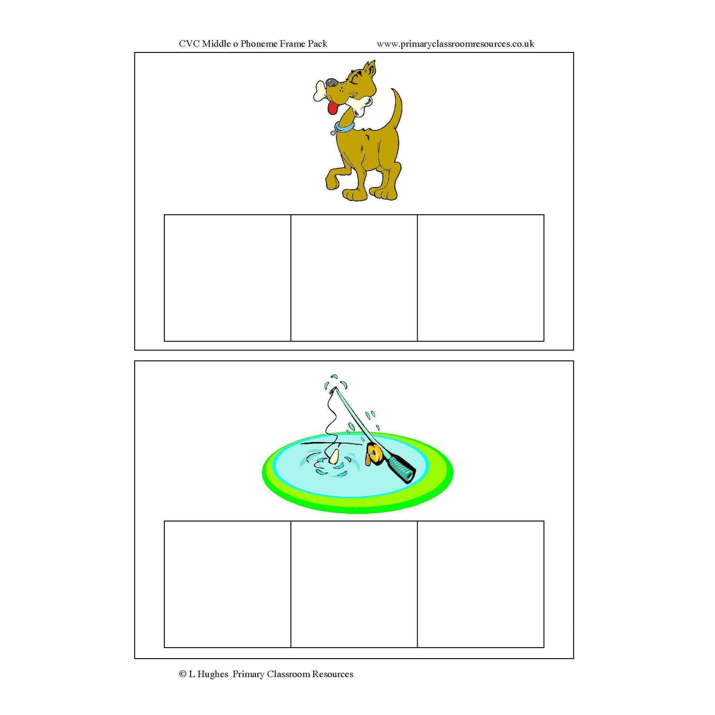 CVC Middle O Phoneme Frames:Primary Classroom Resources