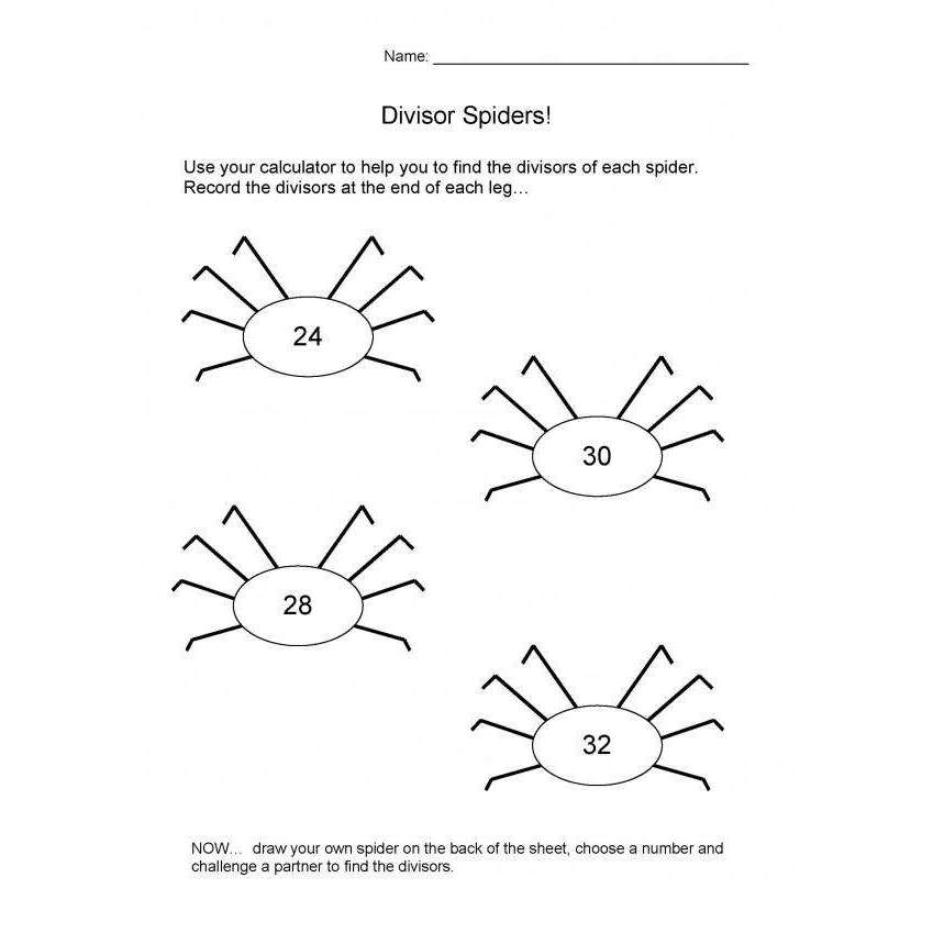Divisor Spiders 1 and 2 – Primary Classroom Resources