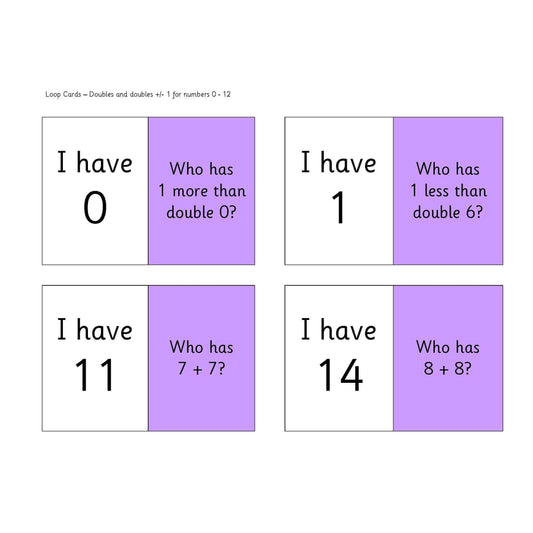 Doubles and Near Doubles Loop Cards:Primary Classroom Resources