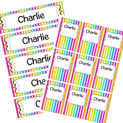 EDITABLE Name Tray & Coat Peg Labels Bundle:Primary Classroom Resources,Digital download / Rainbow stripe set 2