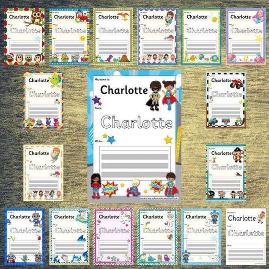 EDITABLE Name Writing Cards - Choose your theme!:Primary Classroom Resources