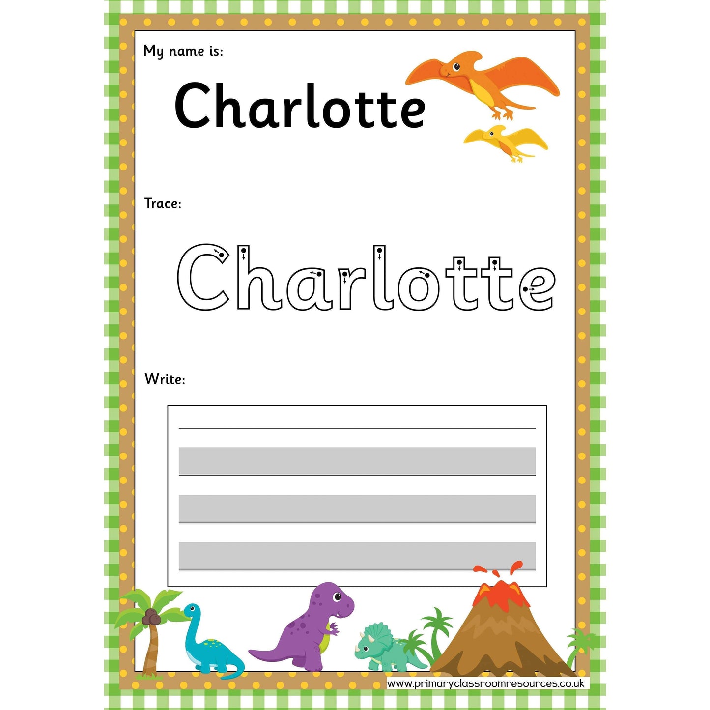 EDITABLE Name Writing Cards - Choose your theme!:Primary Classroom Resources,Dinosaur