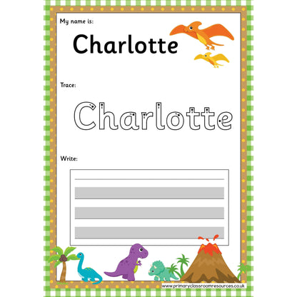 EDITABLE Name Writing Cards - Choose your theme!:Primary Classroom Resources,Dinosaur