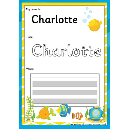 EDITABLE Name Writing Cards - Choose your theme!:Primary Classroom Resources,Fish