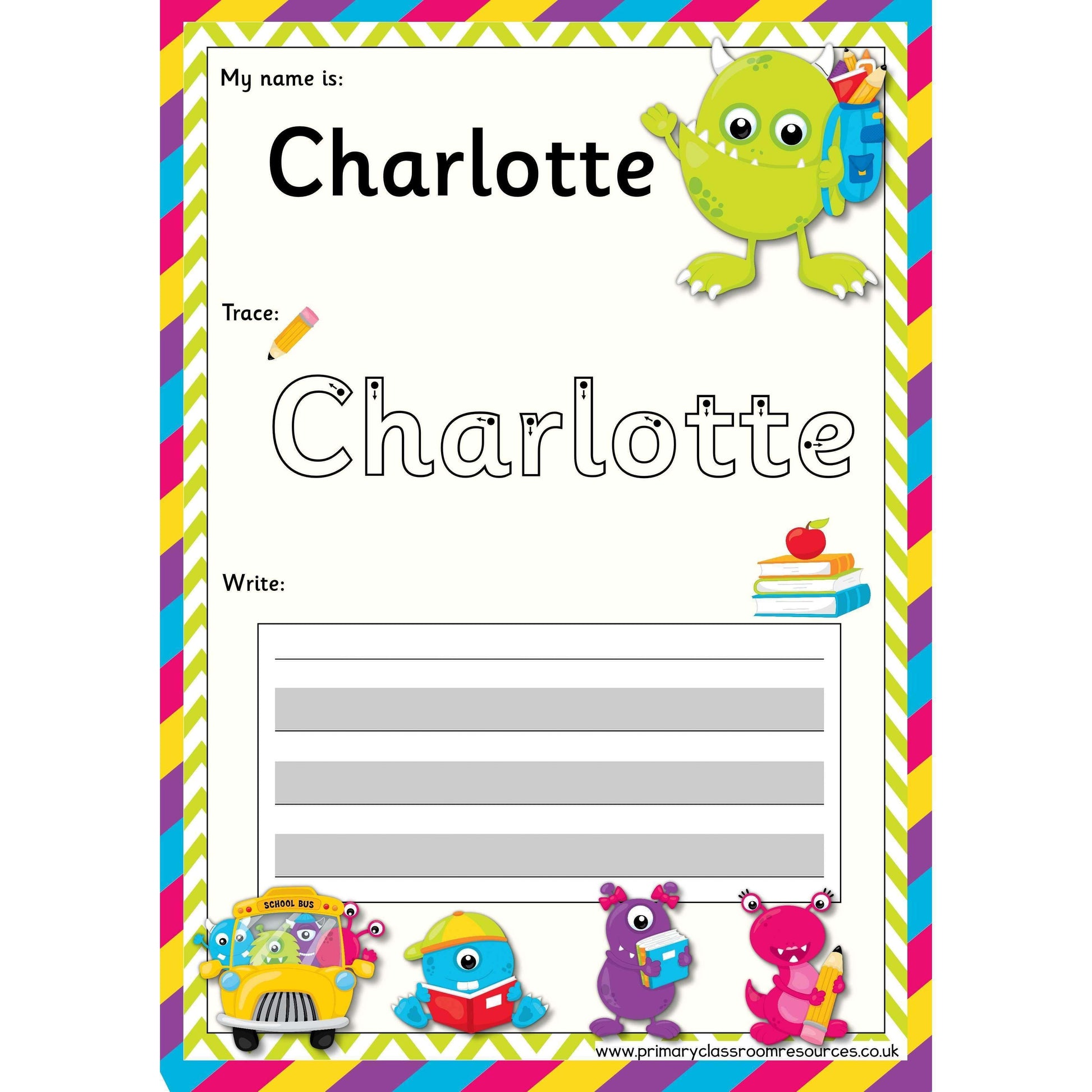 EDITABLE Name Writing Cards - Choose your theme!:Primary Classroom Resources,Monster