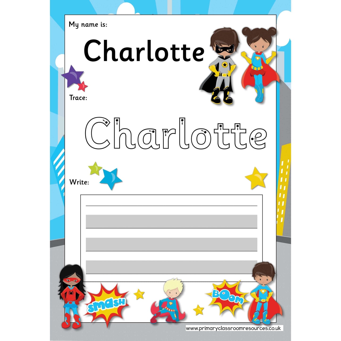 EDITABLE Name Writing Cards - Choose your theme!:Primary Classroom Resources,Superhero