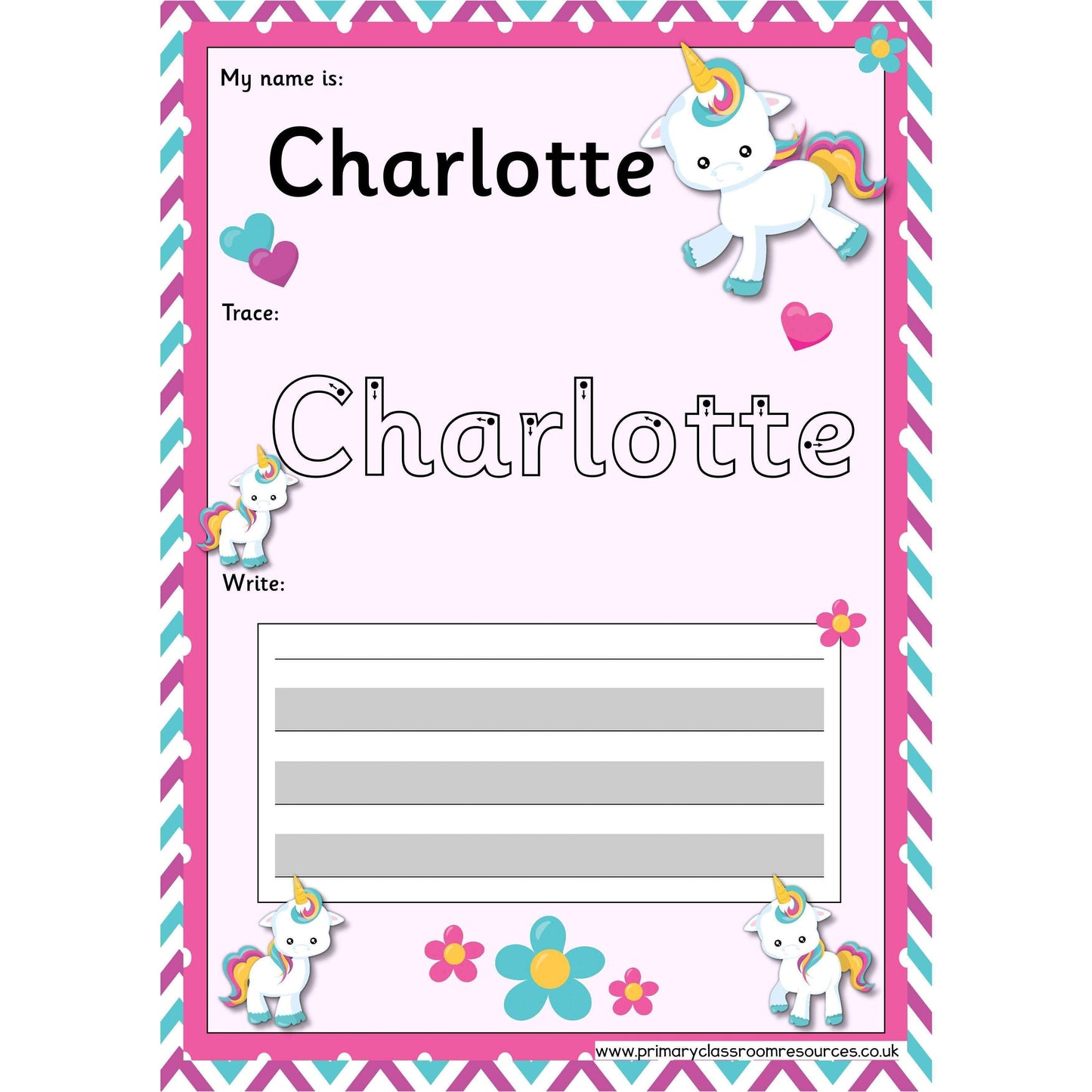 EDITABLE Name Writing Cards - Choose your theme!:Primary Classroom Resources,Unicorn