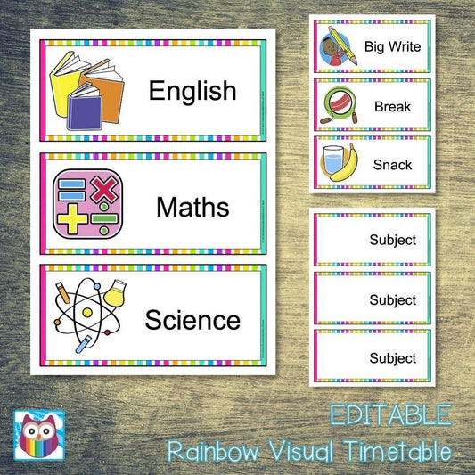 EDITABLE Rainbow Visual Timetable:Primary Classroom Resources