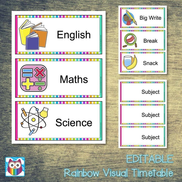 Colour Code Visual Timetable EDITABLE Rainbow Visual Timetable – Primary Classroom Resources