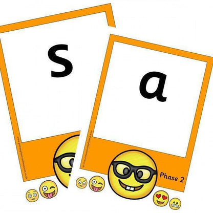 Emoji Themed Phase 2 Phonemes (large):Primary Classroom Resources