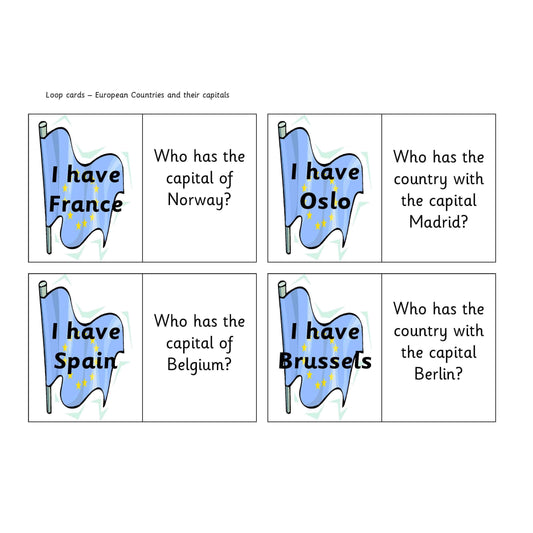 Europe Loop Cards:Primary Classroom Resources