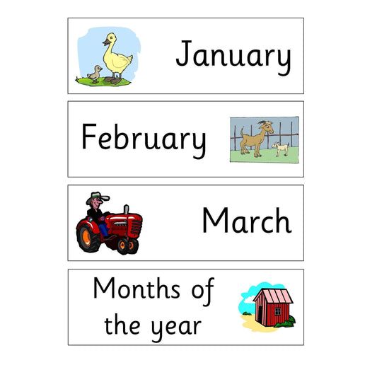Farm Days Months and Numbers Keywords:Primary Classroom Resources