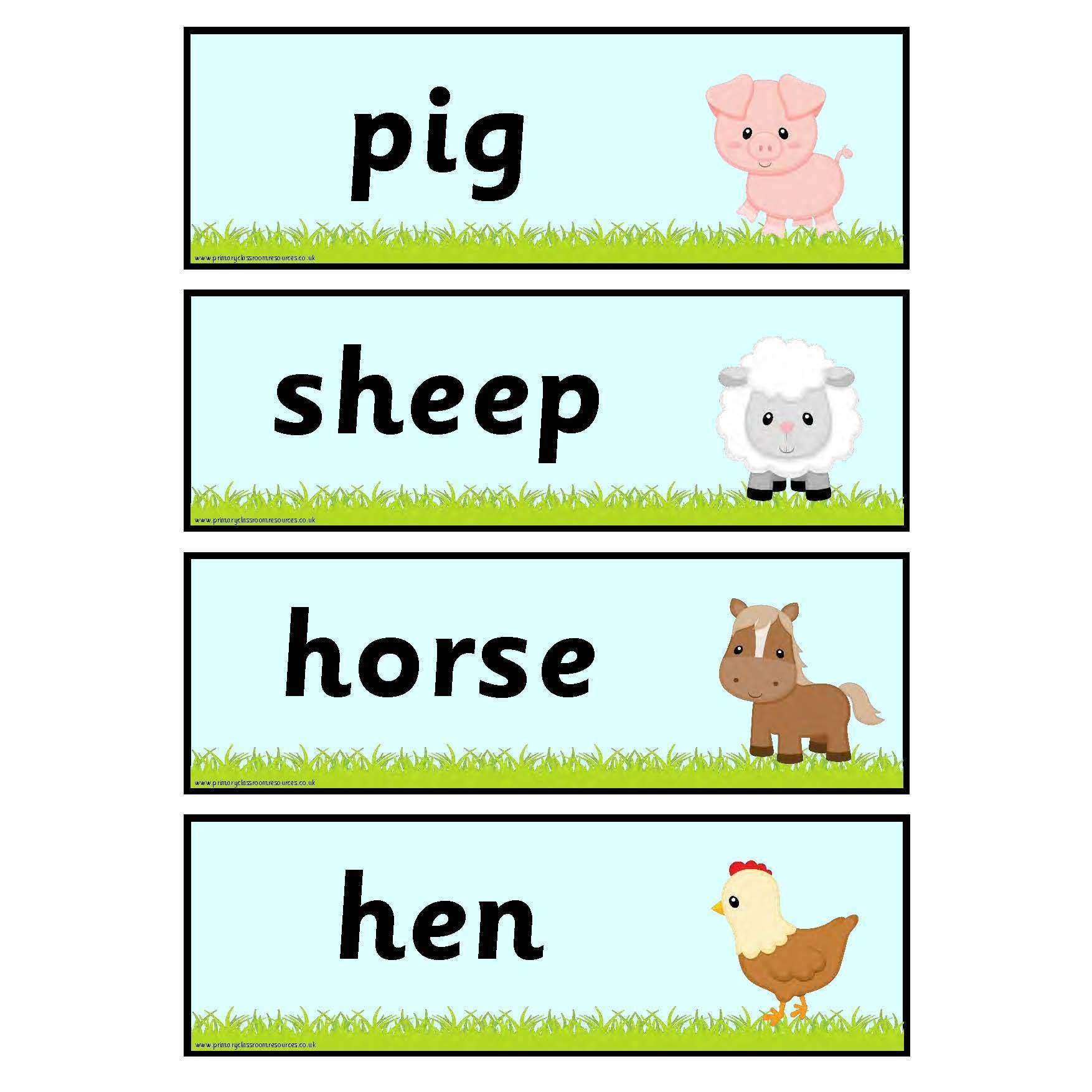 Farm Themed Vocabulary Cards:Primary Classroom Resources