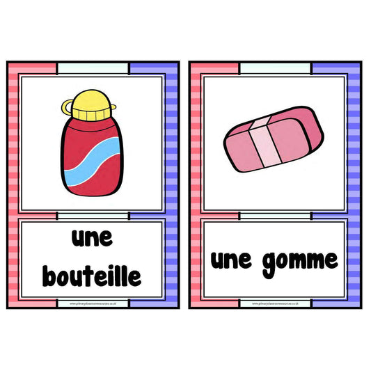 French Classroom Objects Cards:Primary Classroom Resources