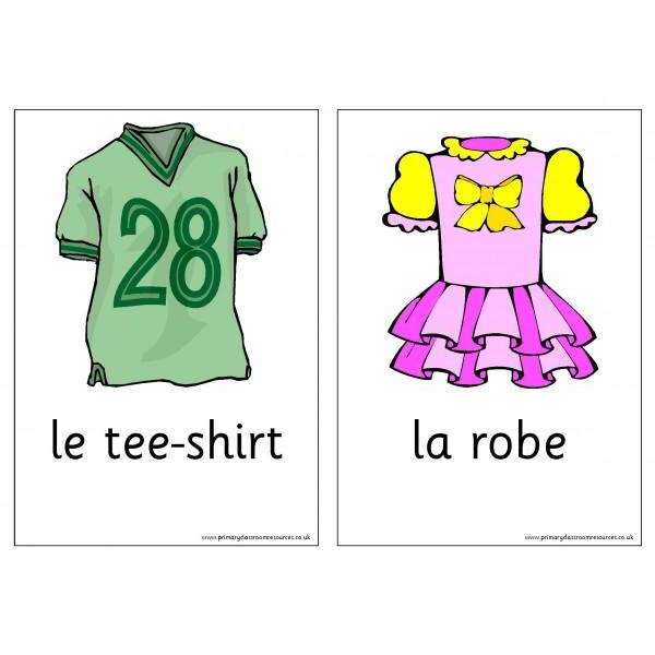 French Vocabulary Cards - Clothes:Primary Classroom Resources
