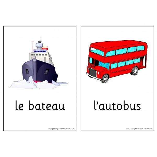 French Vocabulary Cards - Transport:Primary Classroom Resources