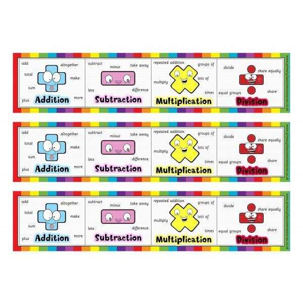 Funky Maths Vocabulary Bookmarks:Primary Classroom Resources