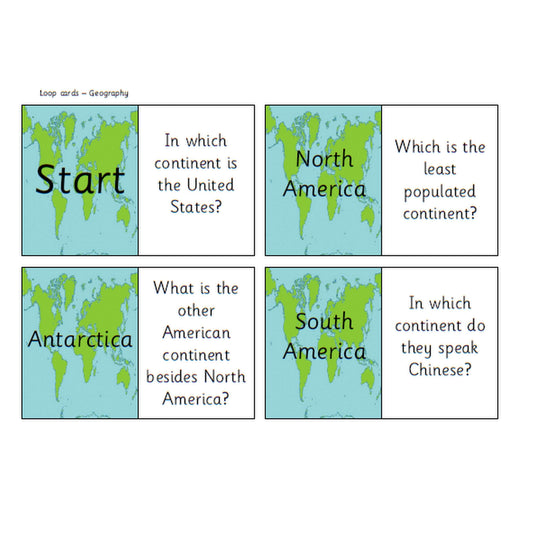 Geography Loop Cards:Primary Classroom Resources