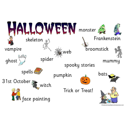 Halloween Vocabulary Mat:Primary Classroom Resources