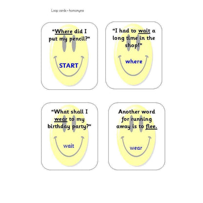 Homonyms Loop Cards:Primary Classroom Resources