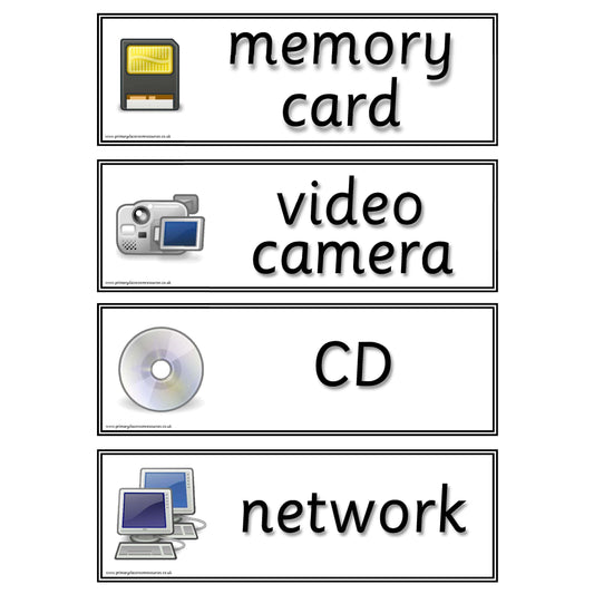 ICT Vocabulary Flashcards:Primary Classroom Resources