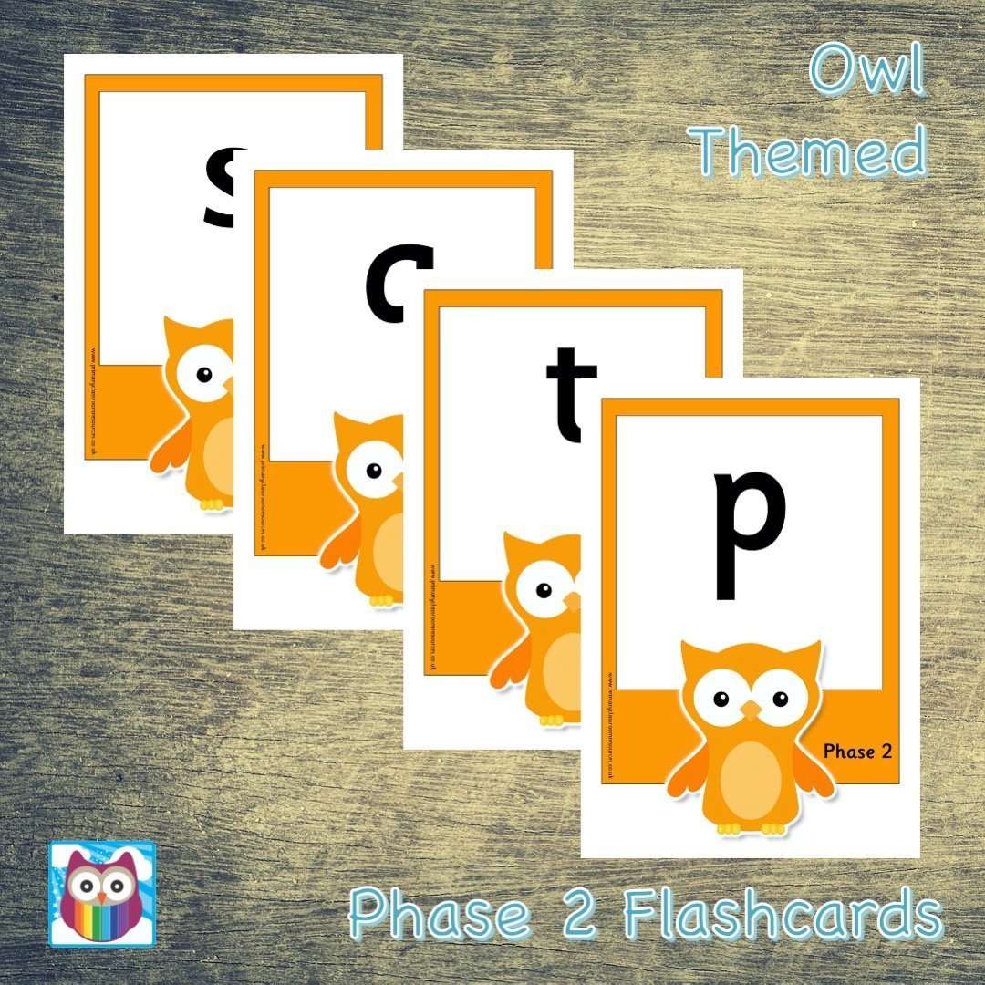 Large Owl Phase 2 Letters and Sounds Flashcards:Primary Classroom Resources