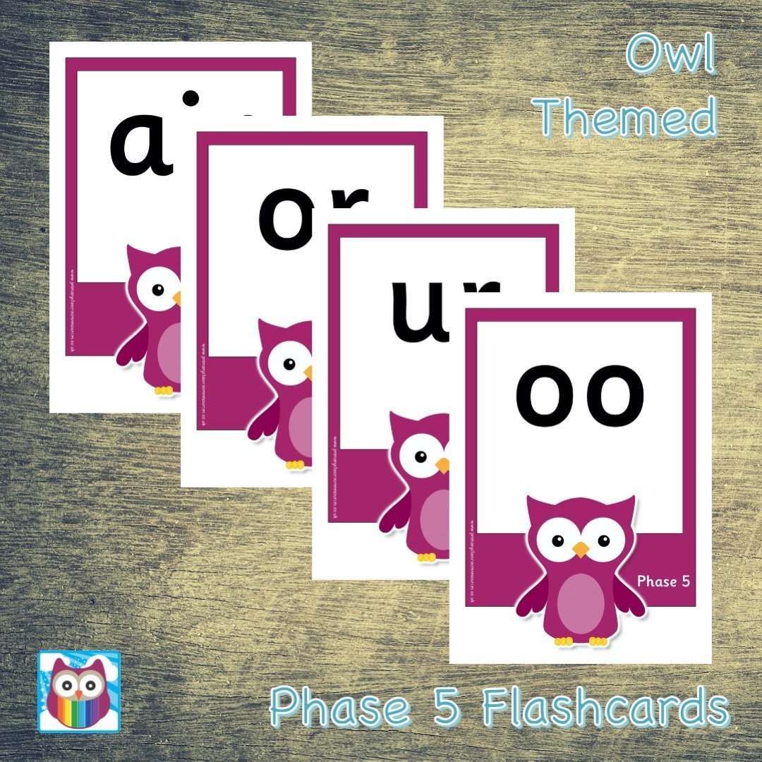 Large Owl Phase 5 Letters and Sounds Flashcards:Primary Classroom Resources