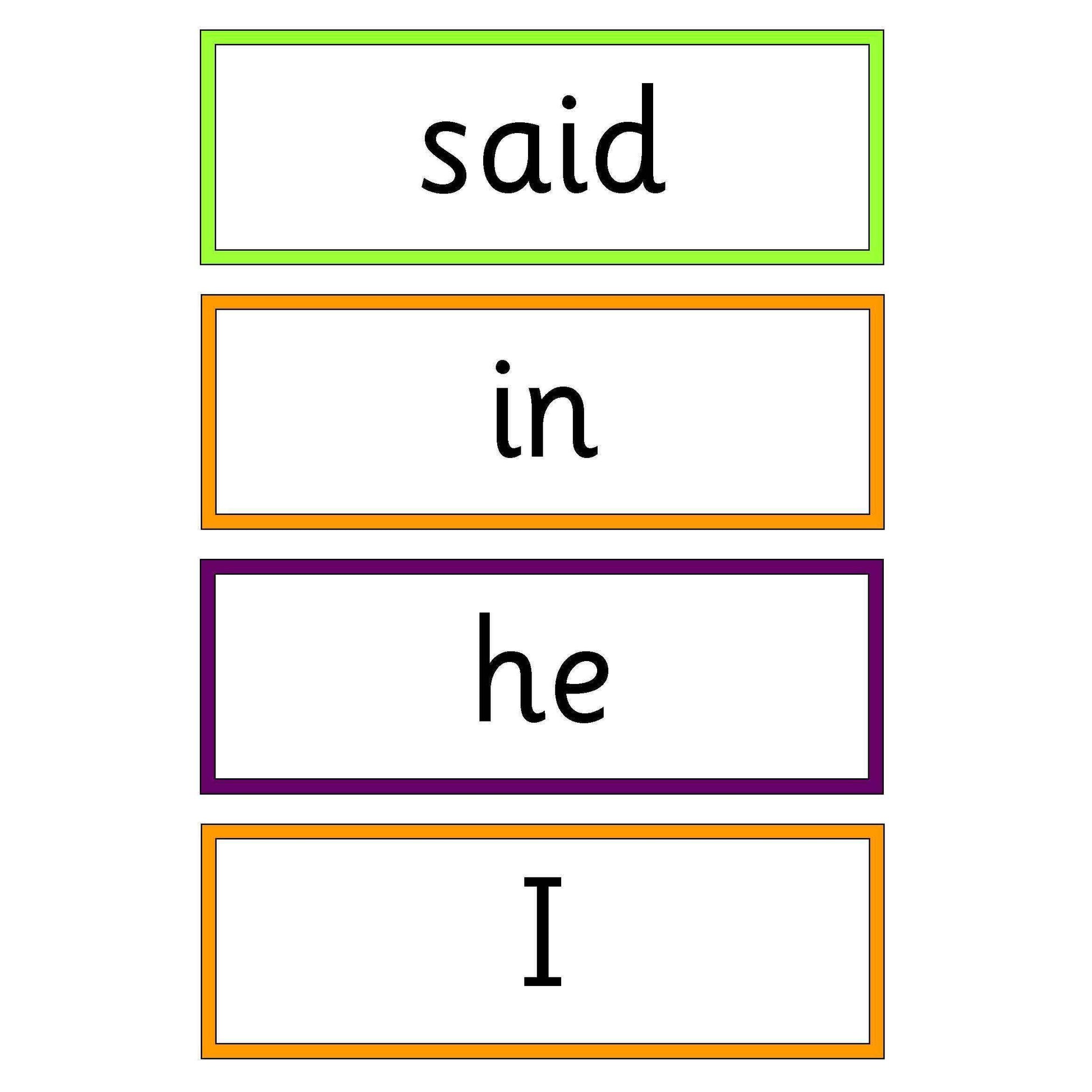 Letter and Sounds 100 Words with Phase Colour Borders:Primary Classroom Resources