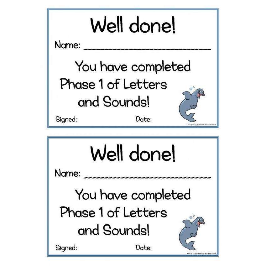 Letters and Sounds Certificates Phase 1:Primary Classroom Resources
