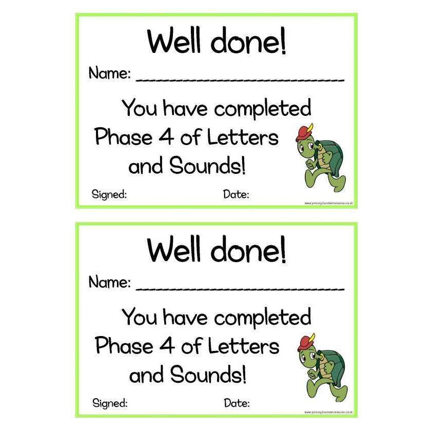 Letters and Sounds Certificates Phase 4:Primary Classroom Resources