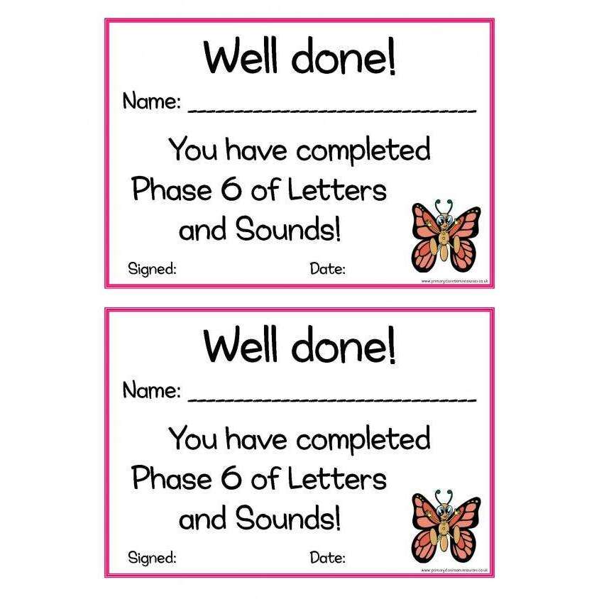 Letters and Sounds Certificates Phase 6:Primary Classroom Resources