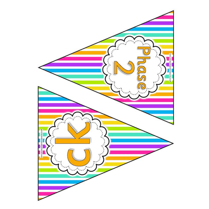 Letters and Sounds Phase 2 Bunting - Rainbow:Primary Classroom Resources