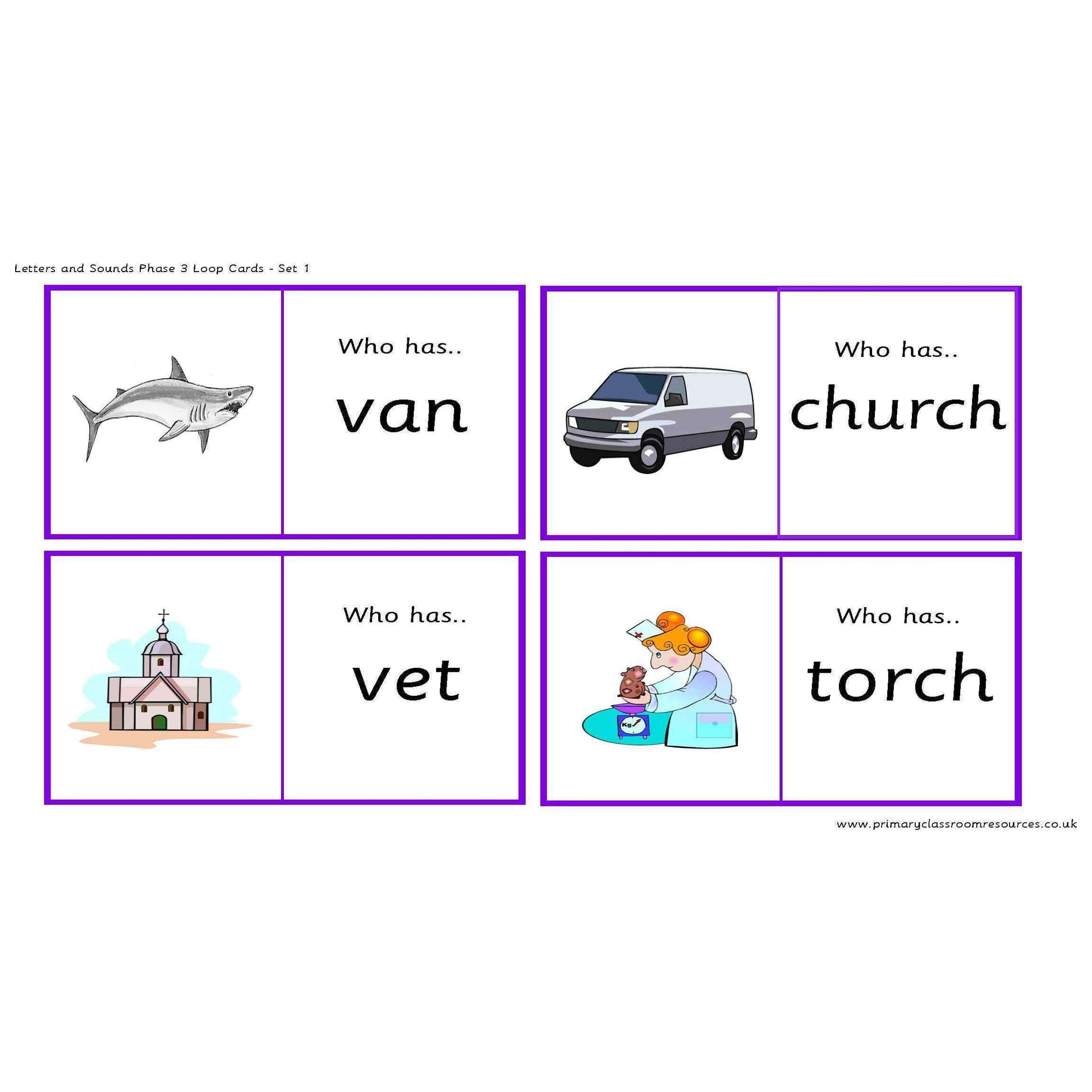 Letters and Sounds Phase 3 Loop Cards - Set 1:Primary Classroom Resources