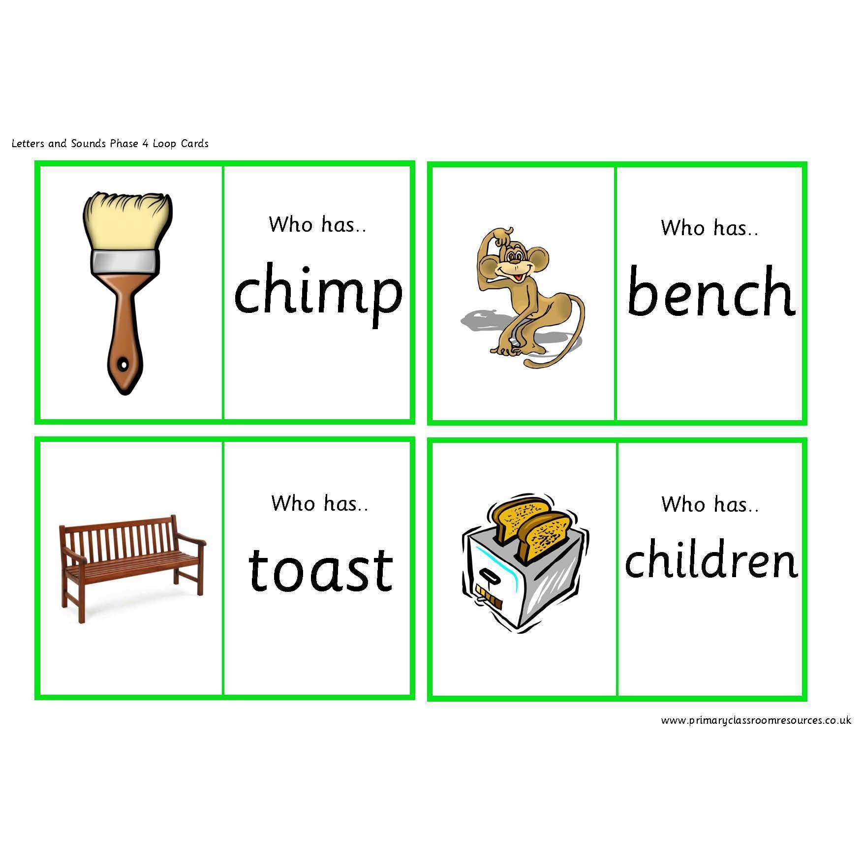 Letters and Sounds Phase 4 Loop Cards:Primary Classroom Resources